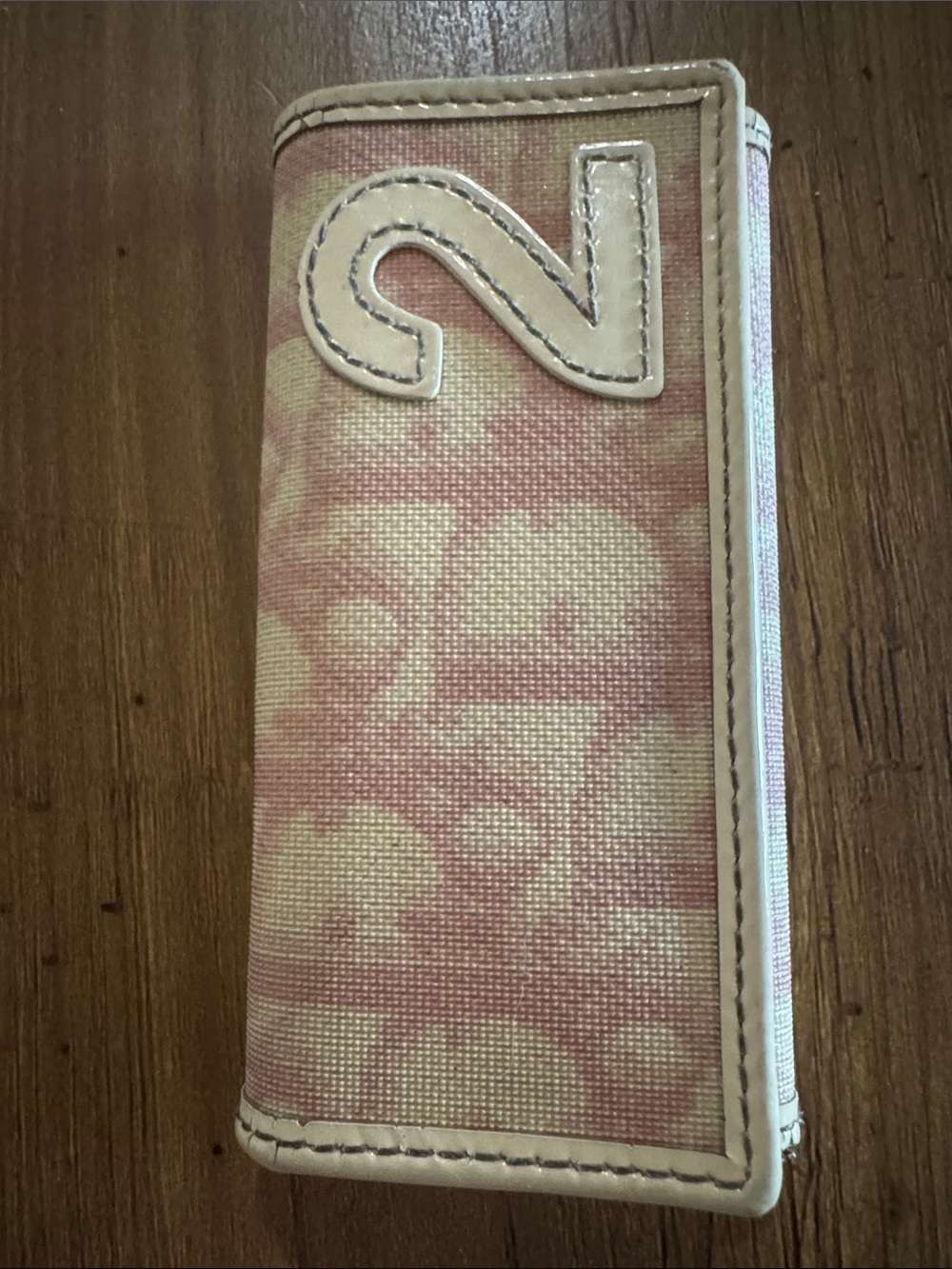 Dior pink and beige Monogram Canvas Key Case with Number 2 Patch